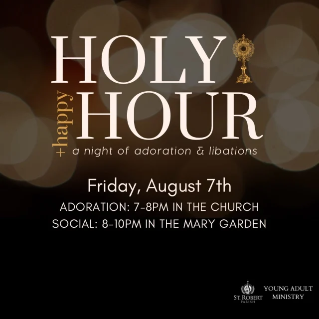 The RSVP link has dropped! Join us Friday, August 7th and keep the summer vibes going ☀️😎

We’ll start in the church at 7pm for an hour of adoration (Fr. Kenneth will also offer confessions), and then head to the garden for cocktails and socializing. RSVPs are not required, but they are appreciated so our volunteers can plan appropriately! Hit the link in our bio or head to cutt.ly/yamhhh